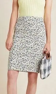 Anthropologie Maeve High Waist Pastel Leopard Print Jacquard Pencil Skirt Medium