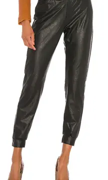 Commando Faux Leather Joggers Pants Pull-On Stretch Tapered Black Size‎ Small