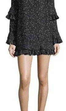 Frame Diamond Star Print Mock Neck Ruffled Silk Mini Dress Women’s Size Small S