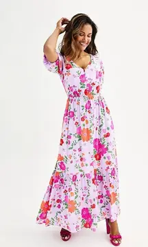 Draper James Women's Elbow Sleeve Floral Maxi Dress Plus Size XXL