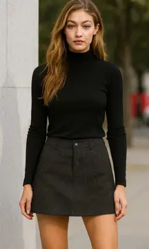 Woolrich Womens Gray Mini Skirt Front Back Pockets Size 8 Wool Silk Blend Winter