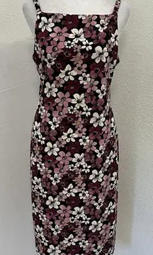 Vintage 90s Y2K Retro Daisy Floral Grunge Slinky Sleeveless Dress size Medium