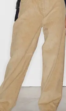 Motel Rocks Beige Corduroy tan wide leg pants, size S casual high rise cottage