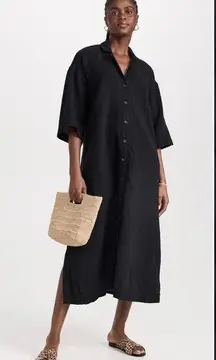 Madewell Lightestspun Cover Up Maxi Shirtdress in True Black Size Medium NWT