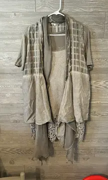 Womens M Vest Song N Spirit And Gray Top Size Small‎ Grey BOHO Lagenlook Lagen