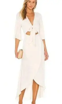 Anthropologie L*Space Kellen tie front maxi dress size small ivory