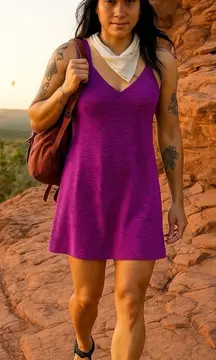 Title Nine Athletic Dress sz L Purple Criss Cross Back Built-In Bra Activewear