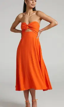 Avie Midi Dress - Showpo. Strapless Orange dress 