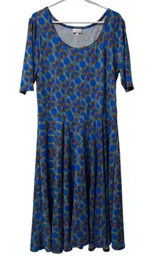 LuLaRoe Yellow Green Paisley Floral Print Dress‎ Size 2XL Cottagecore Colorful