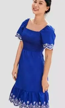 New! Gymboree Womens Mommy And Me Eyelet Dress Blue Belle -Navy Narrows, size‎ M