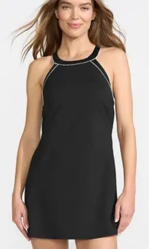 Lands' End NWOT Black and White High Neck One Piece Swim Dress Swimsuit Size 16