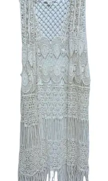 Garage Crotchet Western Boho Vest Cream Colored Sizs XS/Small Festival Layering