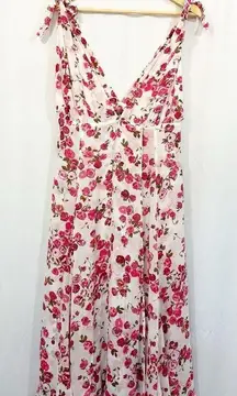 Reformation Wrap Tie Strap Rose Print Midi Dress