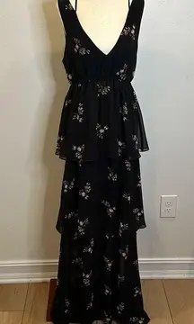 BCBG FLORAL TIERED MAXI DRESS