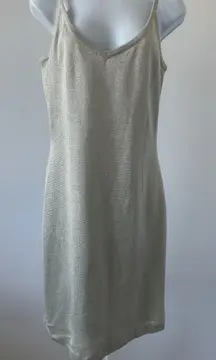 St John Couture Santana Knit Silver Slip Dress Sleeveless USA Sz: 8 (b13)