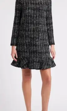 New Julia Jordan Ruffle Hen Long Sleeve Tweed Dress Size 8