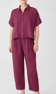 Eileen Fisher Washed Organic Linen Delave Set Size Medium Geranium