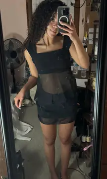 Mesh Top And Skirt Set