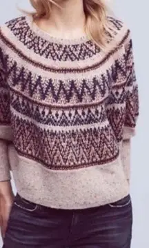 Michelle Nicole Nordic Wool Blend Tribal Sweater Poncho Boho Southwest M