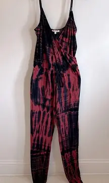 Sundry Tie Dye Drawstring Waist Jogger Jumpsuit