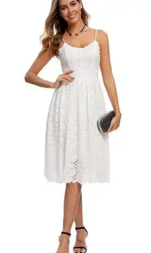 NEW White Lace Dress Cocktail Formal Wedding Graduation  M