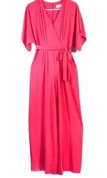 Eliza J Coral Jumpsuit Size 8 Women’s Short sleeve Wide Leg