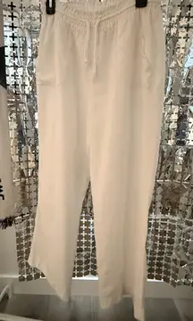 Ci Sono White Textured Pants