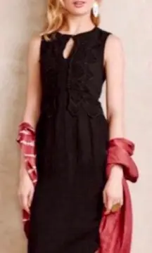 NWT Anthropogie Gypsy Black Dress with crocheted bodice. Mint! 