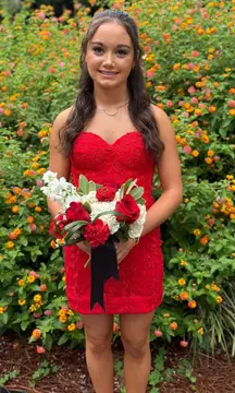 Red Stacees Homecoming dress