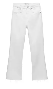 Midrise Cropped Flare White Jeans 00