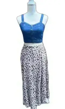 Vintage 90's Keith Lee Collection White Floral Maxi Skirt Woman's Size 12