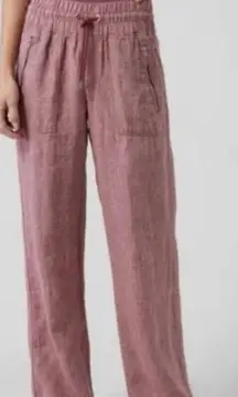 Athleta Cabo 100% Linen Wide Leg Pants Tawny Rose Pink Size 2