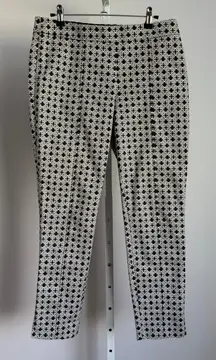 Tory Burch Pants Womens Size 4 Black White Geometric Print Ankle‎ Casual Career