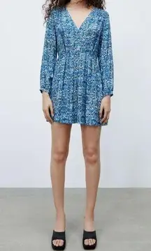 ZARA NWT  Blue Animal Print Mini Dress