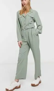 NWT & Other Stories Long Sleeve Belted Sage Green Women's Jumpsuit 10