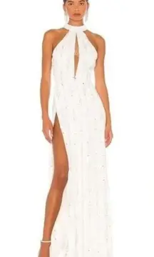 Retrofete Prima Dress in White Sequins Beaded Small NWT Sleeveless Maxi