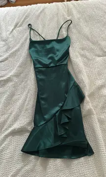 green satin  homecoming dress