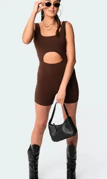 Brown shorts playsuit Edikted 