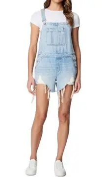 Blanknyc Overall Jeans Shorts Womens Size 28 Blue Distressed Denim Cut Off