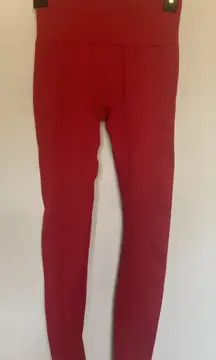 Set Active Classic Red Ribbed Leggings Activewear Gym Yoga Pants Womens‎ Small