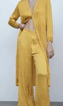 Zara silk set mustard 