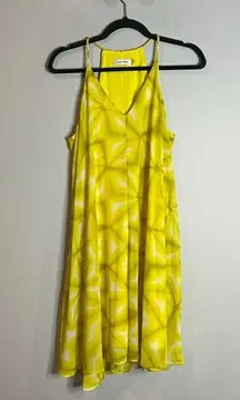 Calvin Klein  Women's Racerback‎ Chiffon Trapeze Dress Geometric Yellow