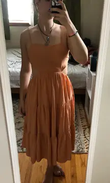 Orange Open Back MIDI Dress 