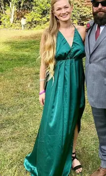 SheIn Green Satin Maxi Dress