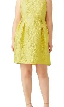 Carmen Marc Valvo Lemon Floral Jacquard Dress