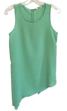 Gibson Seafoam Sleeveless Asymmetrical tank blouse Dressy Sheer- S‎ EUC