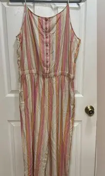 Matilda Jane Take A Chance Romper Sleeveless Pink Orange Stripe Size XL NWT