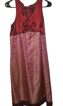 ABS By Allen Schwartz Brocade Red Floral Dress Size 12 Formal Regal Fancy