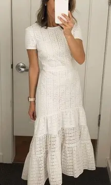 Eyelet White Midi Dress