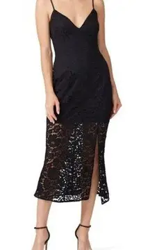 La Maison Talulah Black Lace Closer To You Midi Dress Size XS $280